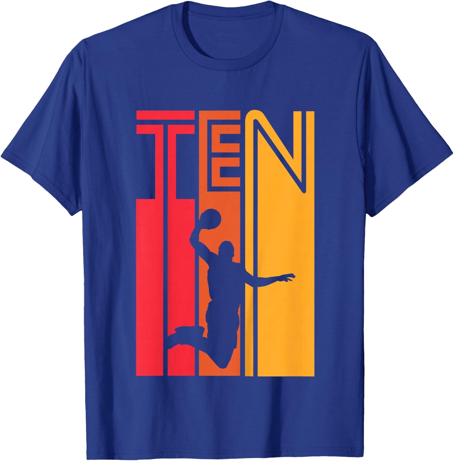 10th Birthday Basketball Lover Gift 10 Years Old Retro T-Shirt - T-Shirt | Royal