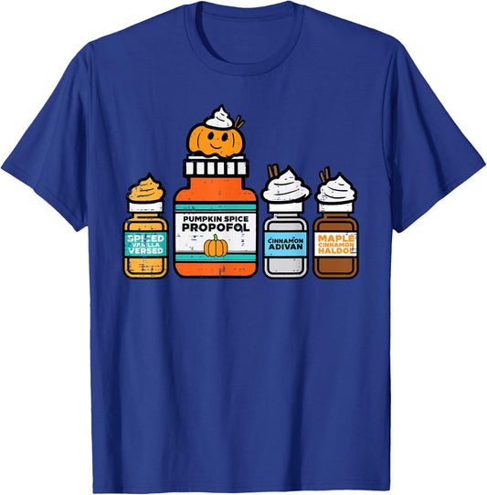 Halloween Nurse Pumpkin Spice Propofol Costume Scrub Top T-Shirt - T-Shirt | Royal
