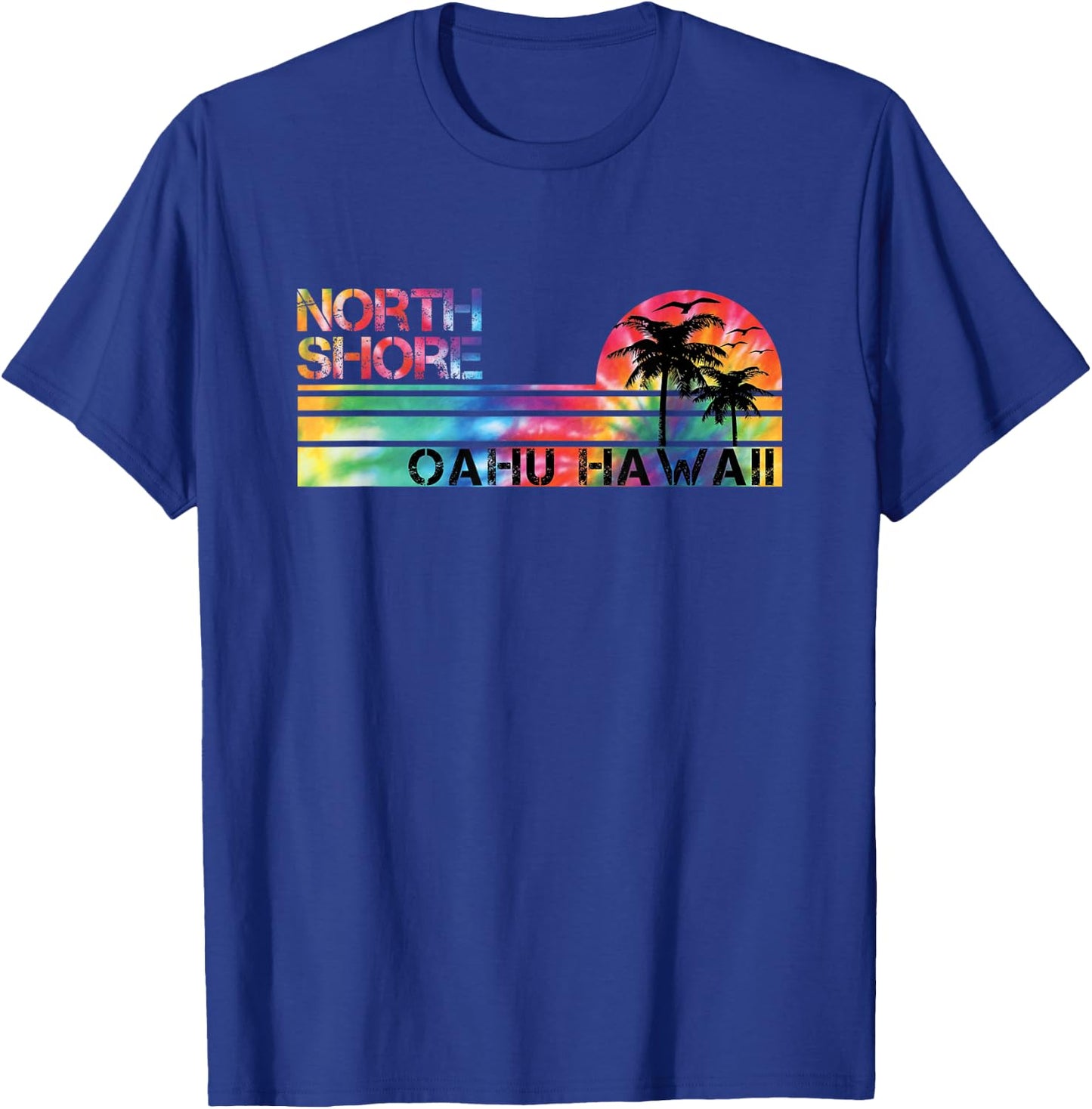 North Shore Oahu Hawaii Tie Dye Vintage Inspired Striped T-Shirt - T-Shirt | Royal