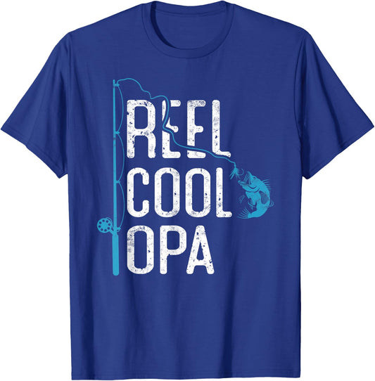 Reel cool Opa Fishing Father’s Day Gift Fisherman Opa T-Shirt - T-Shirt | Royal