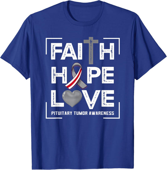 Faith Hope Love Pituitary Tumor Awareness T-Shirt - T-Shirt | Royal