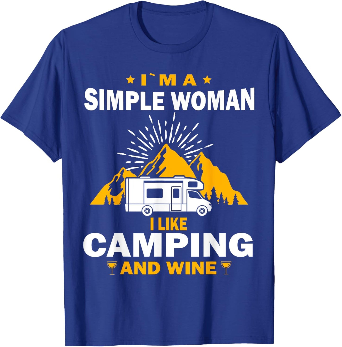 camping drinking vacation motorhome Camping and wine T-Shirt - T-Shirt | Royal