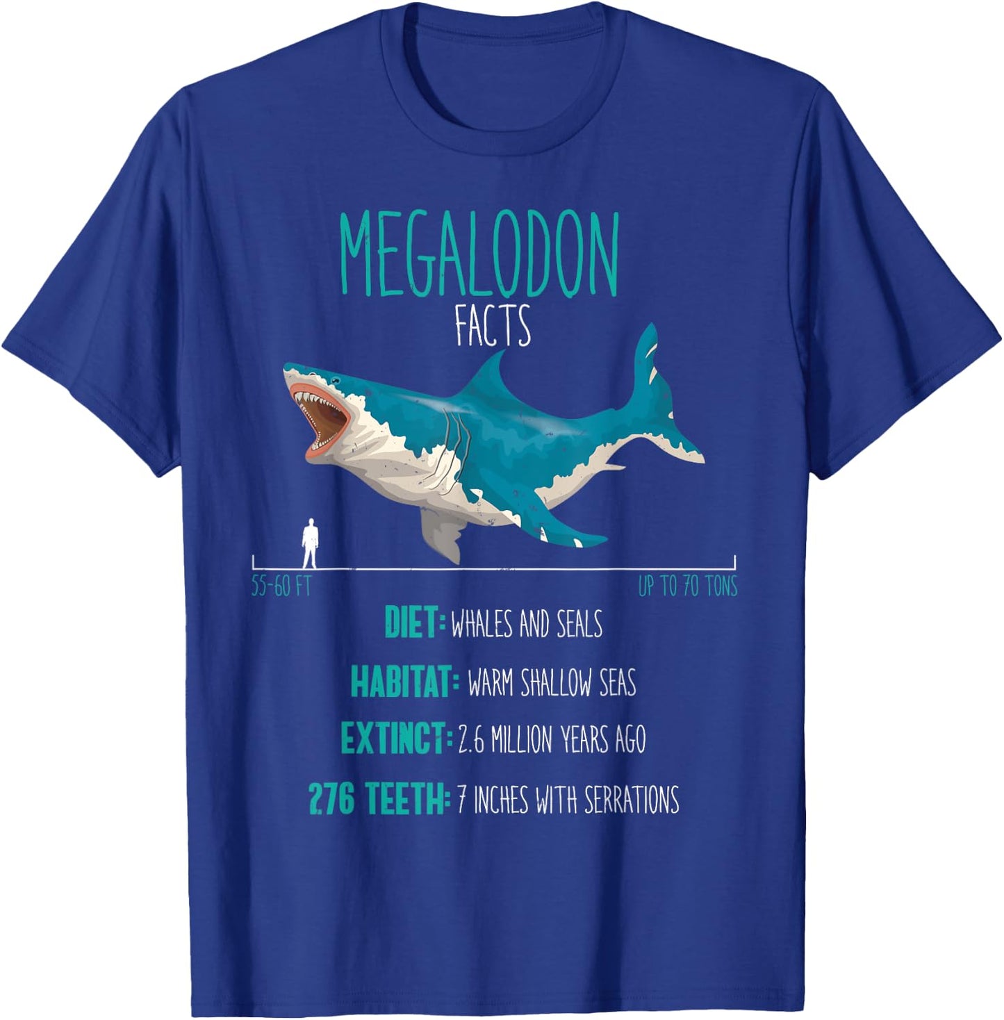 Megalodon Shirt - Shark Facts Lover T-Shirt - T-Shirt | Royal