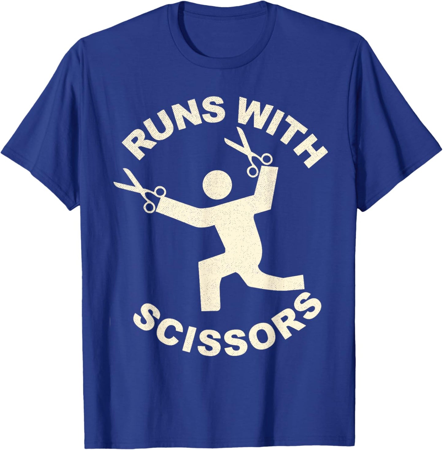 Runs with Scissors Funny Dangerous Stick Figure T-Shirt - T-Shirt | Royal