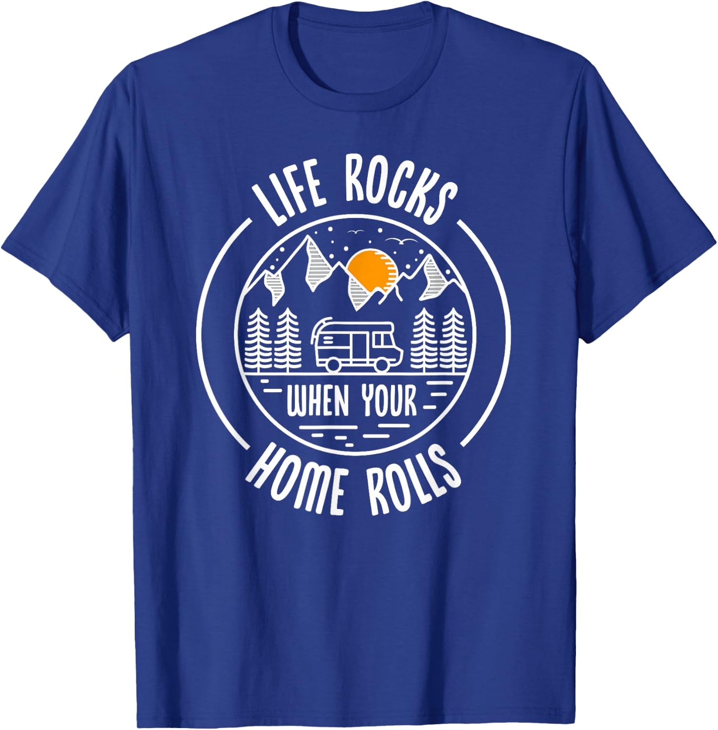Motorhome Vintage Retro Shirt Life Rocks Saying Camping T-Shirt - T-Shirt | Royal
