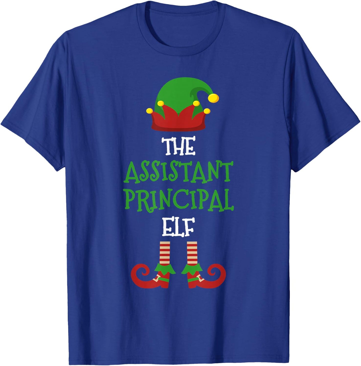 Assistant Principal Elf Matching Pajamas Christmas Teacher T-Shirt - T-Shirt | Royal