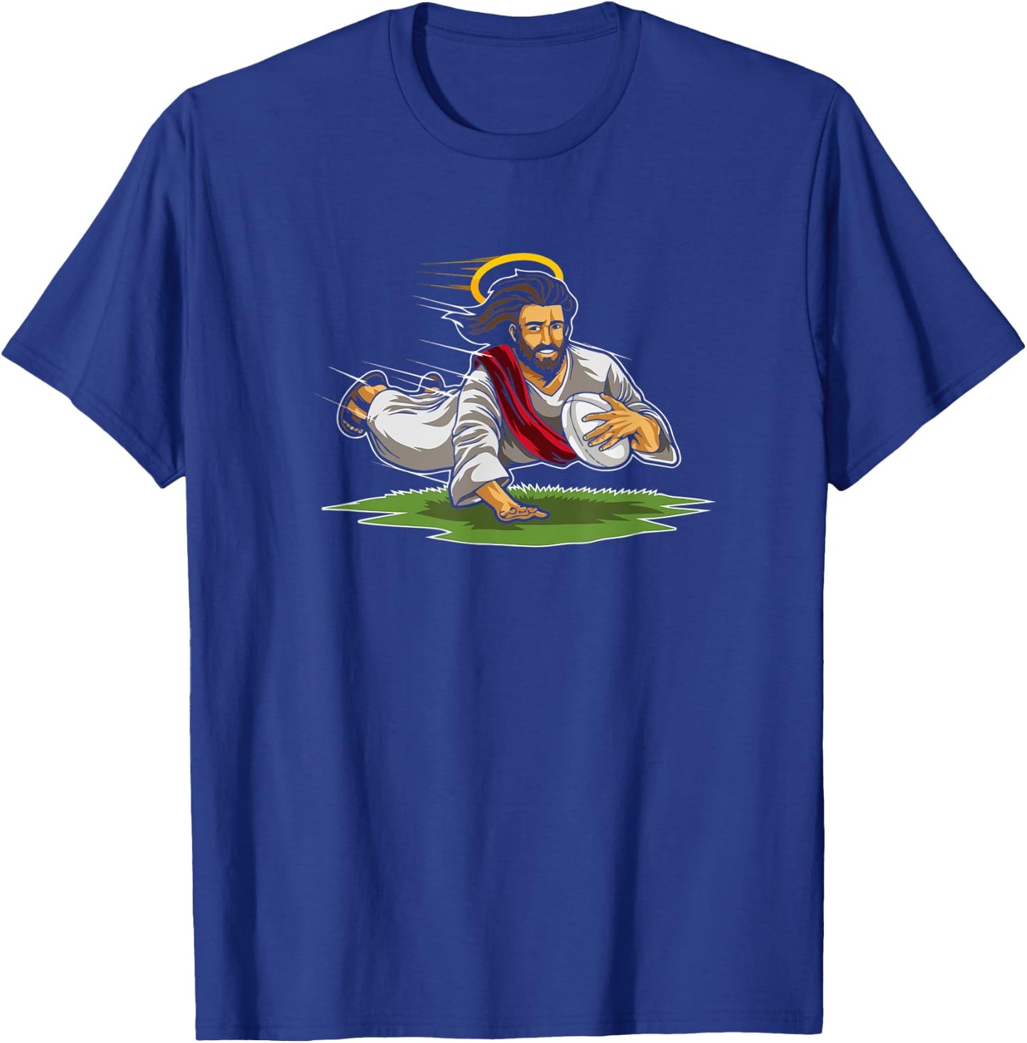 Rugby Jesus Rugby Player Jesus Makes A Touchdown T-Shirt - T-Shirt | Royal