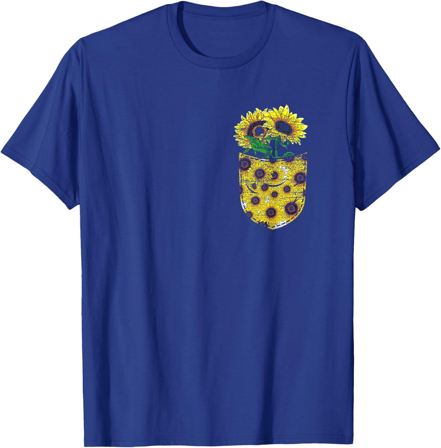 Blossom Yellow Flower Florist Floral Cute Pocket Sunflower T-Shirt - T-Shirt | Royal