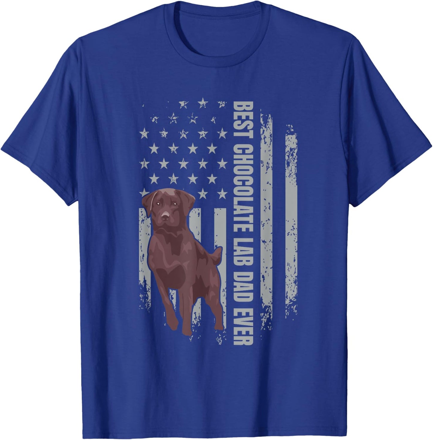 Chocolate Lab Dad American Flag Brown Labrador Retriever T-Shirt - T-Shirt | Royal