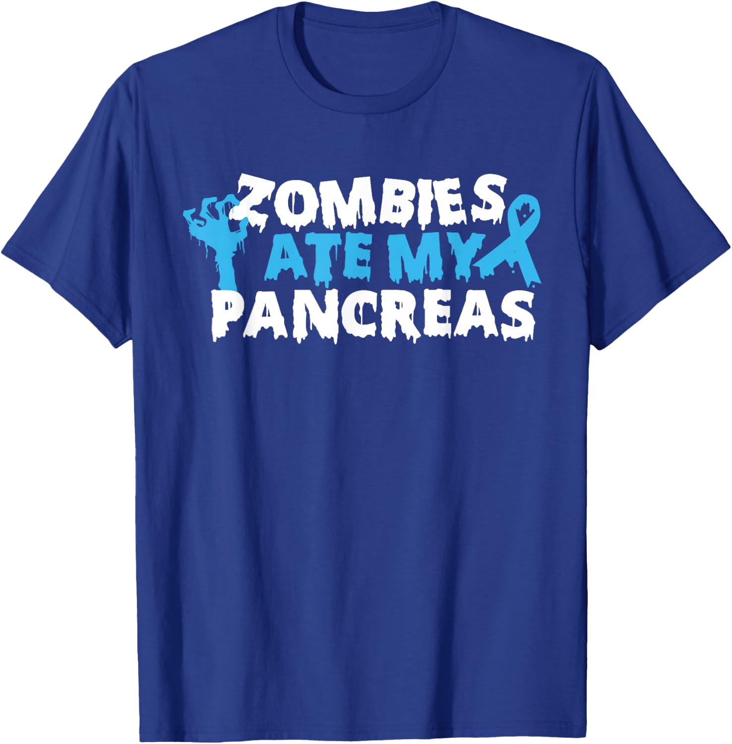 Type 1 Diabetes Awareness Zombies Ate My Pancreas Halloween T-Shirt - T-Shirt | Royal