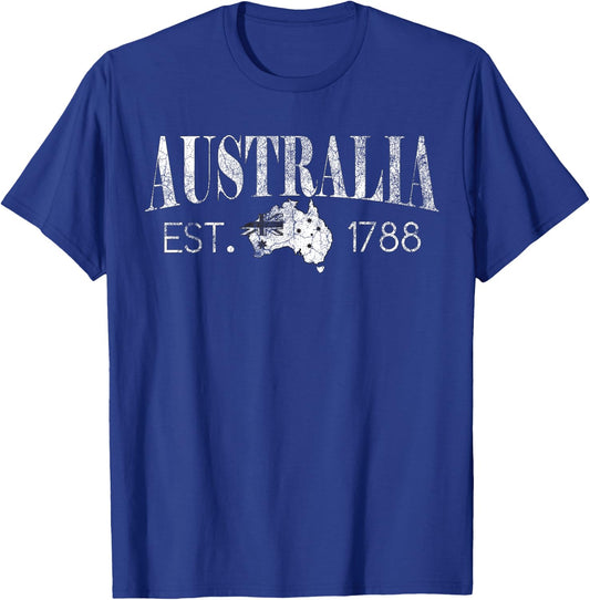 Vintage Australian map, Australian flag, Australia Est. 1788 T-Shirt - T-Shirt | Royal