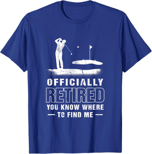 Officially-Retired Golf Dad Golfing Retirement Golfer Father T-Shirt - T-Shirt | Royal