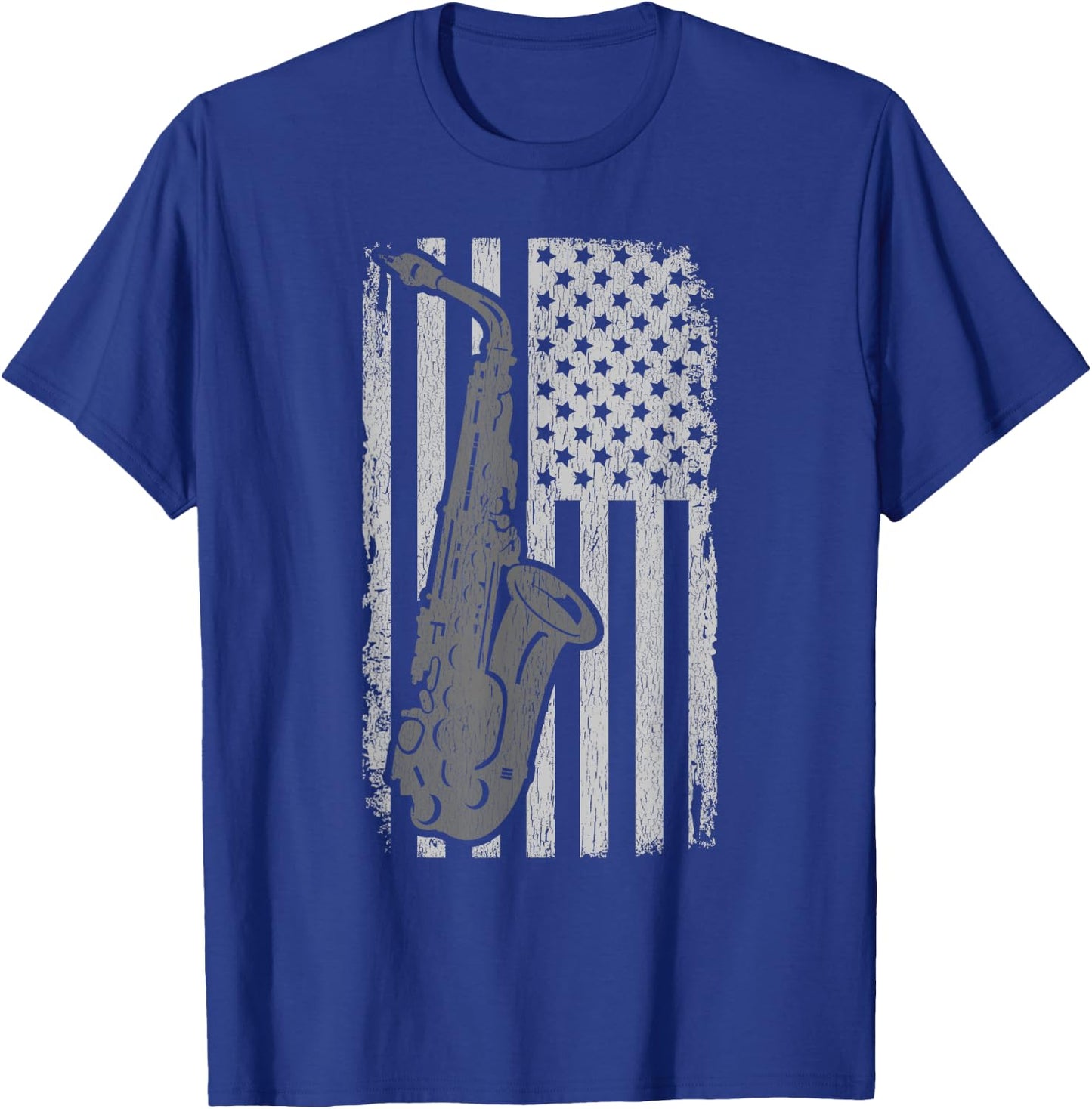 Vintage American Flag Saxophone Funny Sax Music Player Gifts Women Kids Men T-Shirt - T-Shirt | Royal