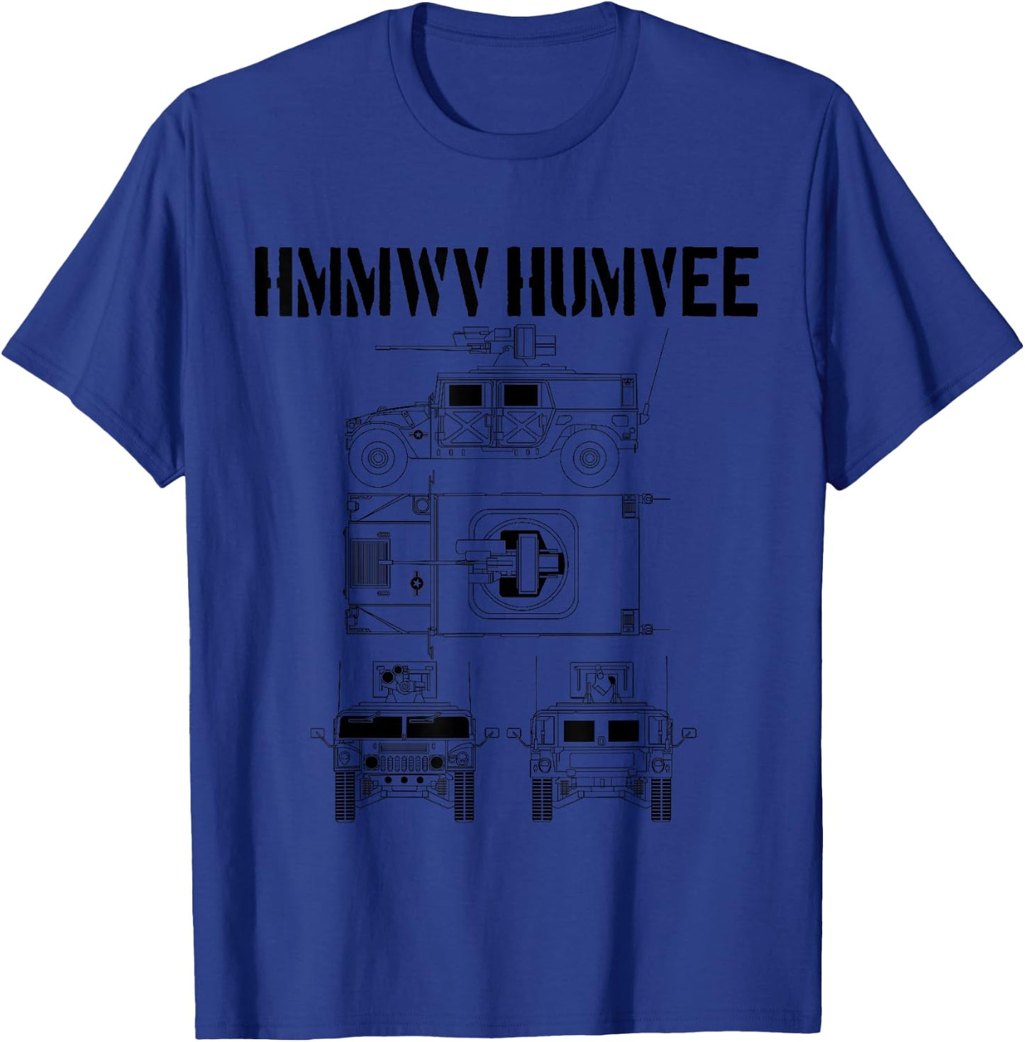 Humvee Military Combat Vehicle Schematic HMMWV Humvee T-Shirt - T-Shirt | Royal
