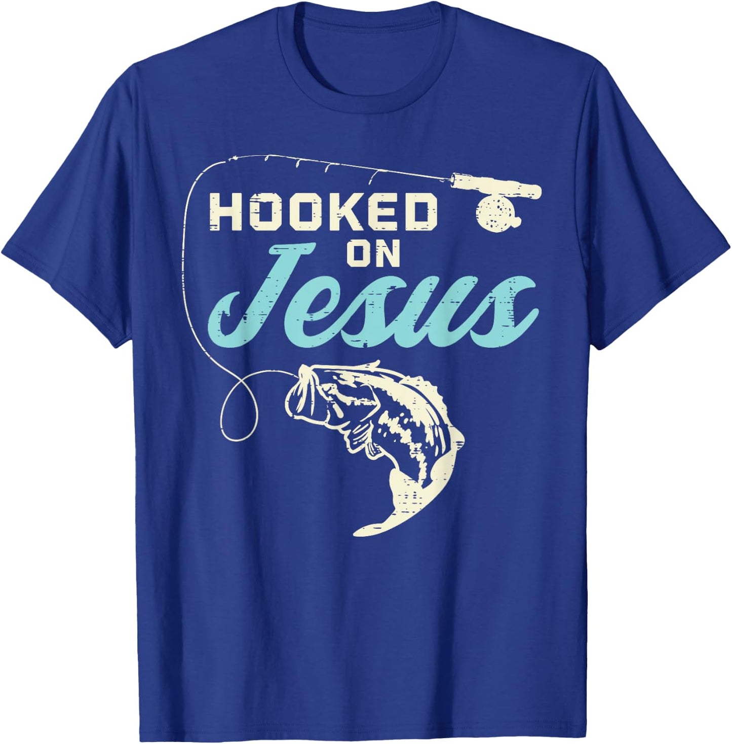 Hook On Jesus Bass Fishing Christian Religious God Gift T-Shirt - T-Shirt | Royal