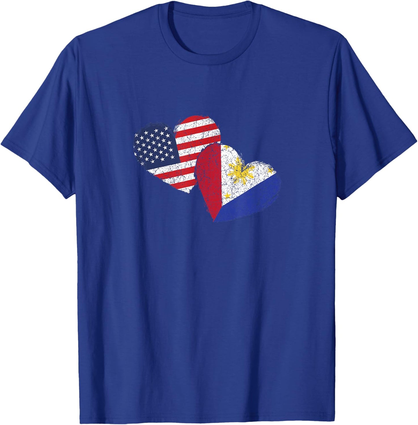 USA Philippine Heart Country Flag American Filipino Pinoy T-Shirt - T-Shirt | Royal