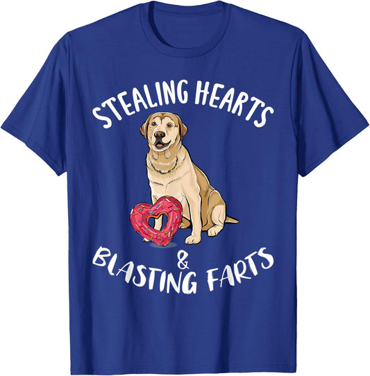 Stealing Hearts Blasting Farts Labrador Retriever Valentines T-Shirt - T-Shirt | Royal