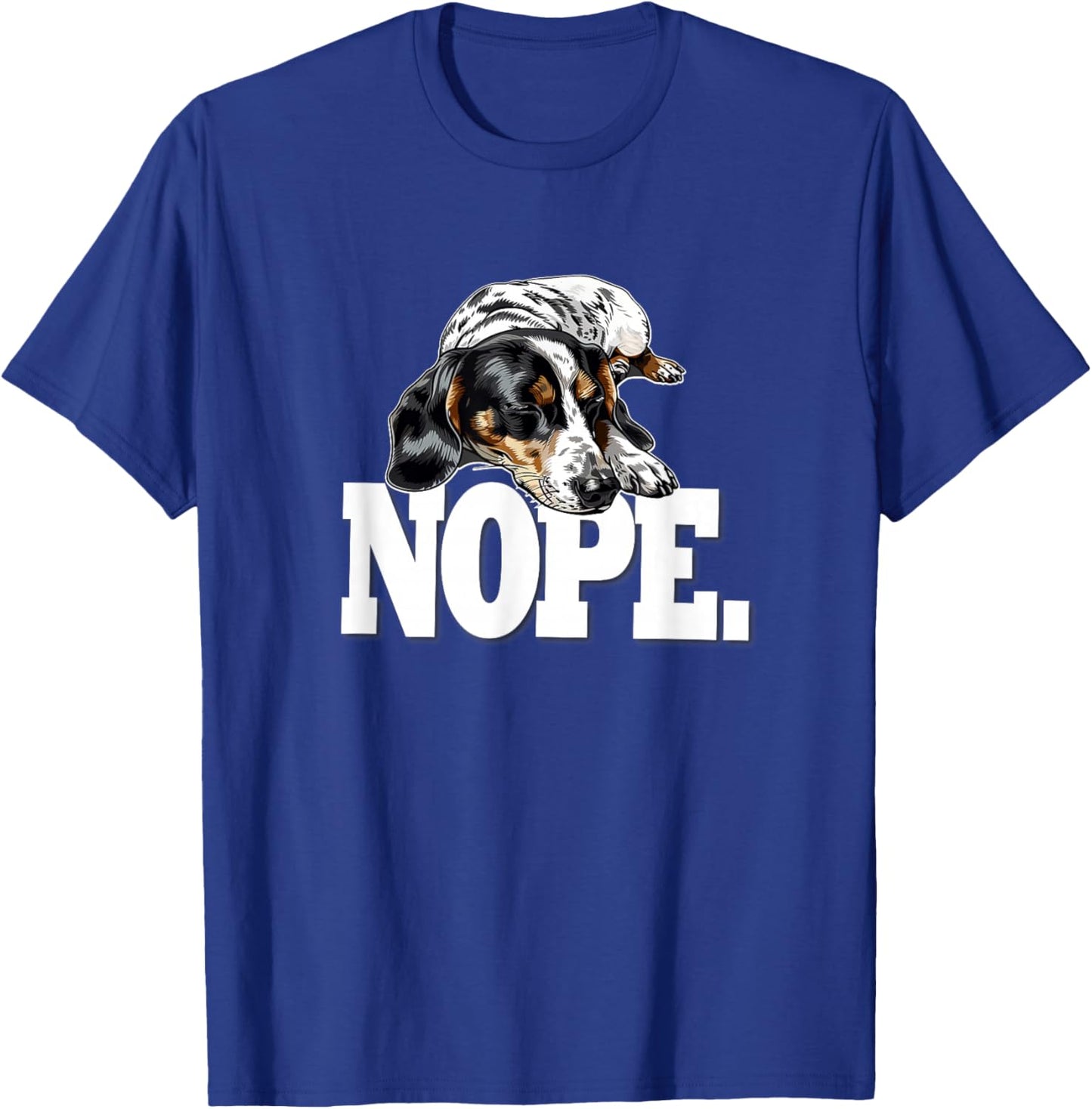 Funny Napping NOPE Piebald Dachshund Lover T-Shirt - T-Shirt | Royal