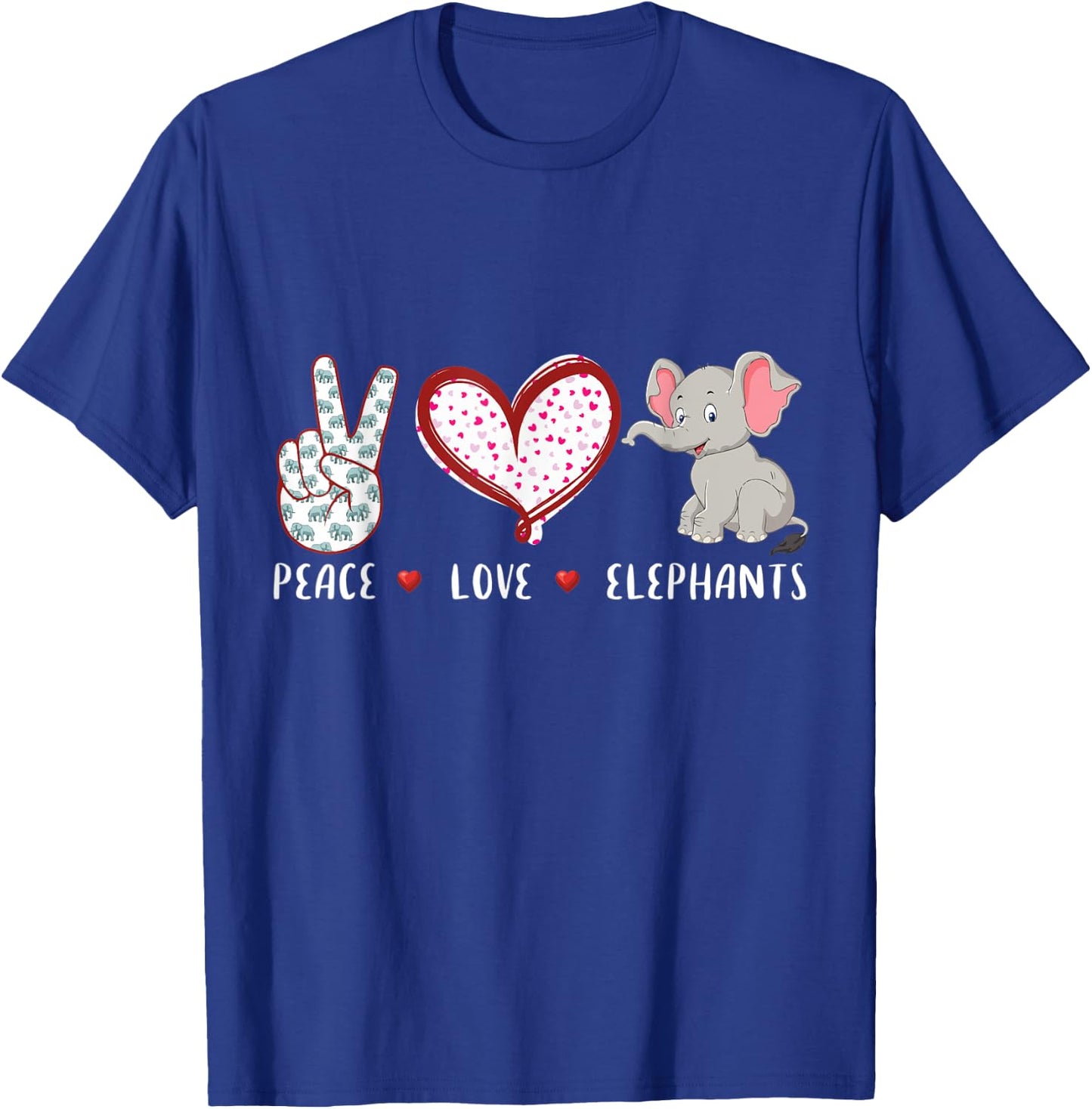 peace love Elephants gifts women kids boys girls T-Shirt - T-Shirt | Royal