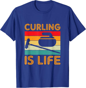 Curling Is Life Winter Sports Lover Design T-Shirt - T-Shirt | Royal