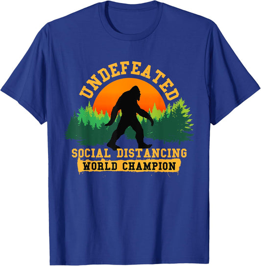 Social Distancing World Champion Funny Bigfoot T-Shirt - T-Shirt | Royal