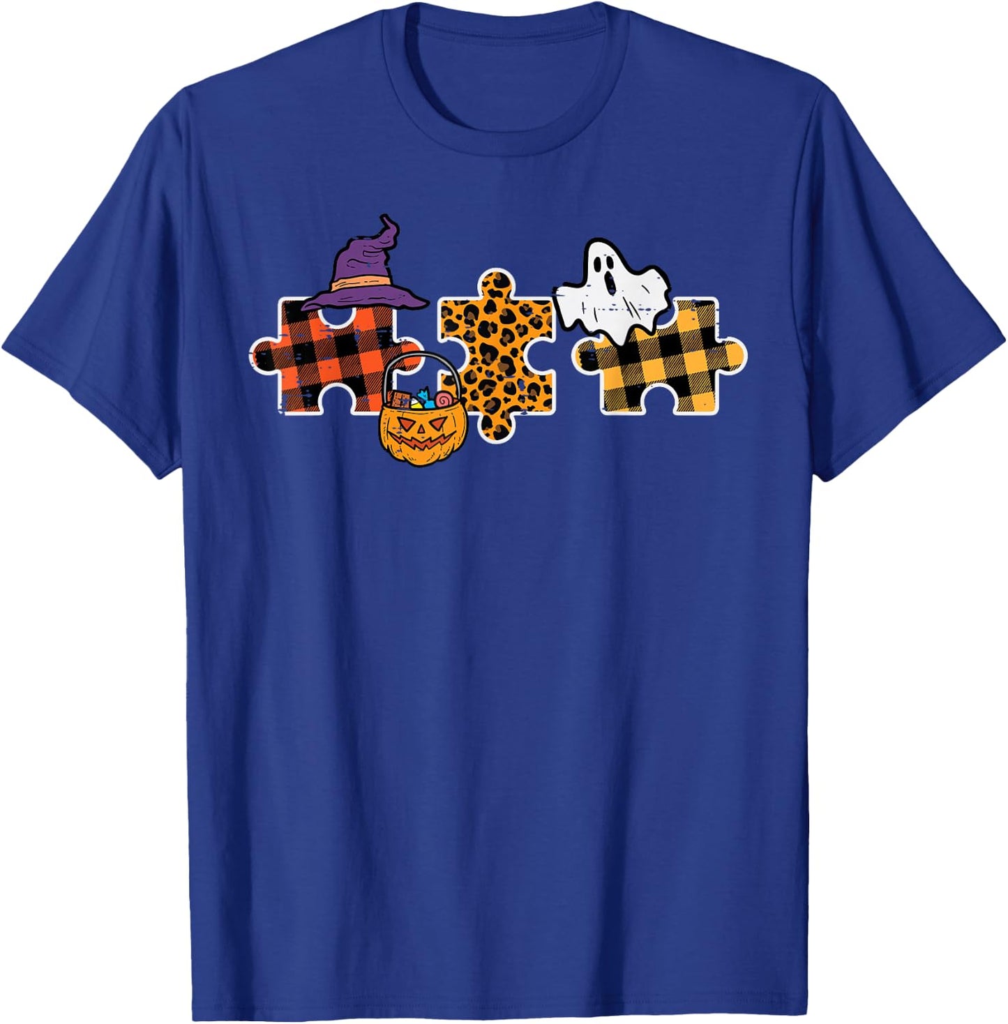 Halloween Autism Awareness Puzzle Costume Men Women Kids T-Shirt - T-Shirt | Royal