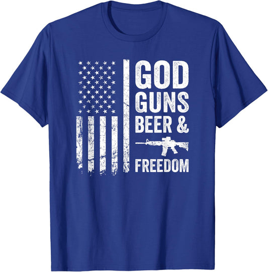 GOD GUNS BEER & FREEDOM - Pro Gun Pro God USA Drinking T-Shirt - T-Shirt | Royal