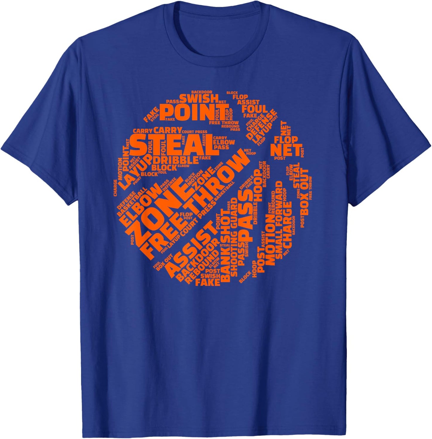 Basketball Terms Motivational Word Cloud for Ball Player T-Shirt - T-Shirt | Royal