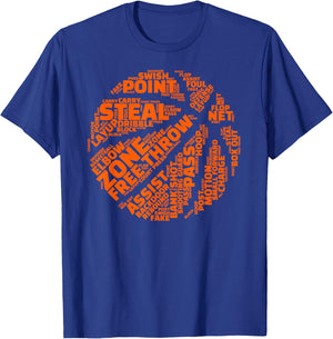 Basketball Terms Motivational Word Cloud for Ball Player T-Shirt - T-Shirt | Royal