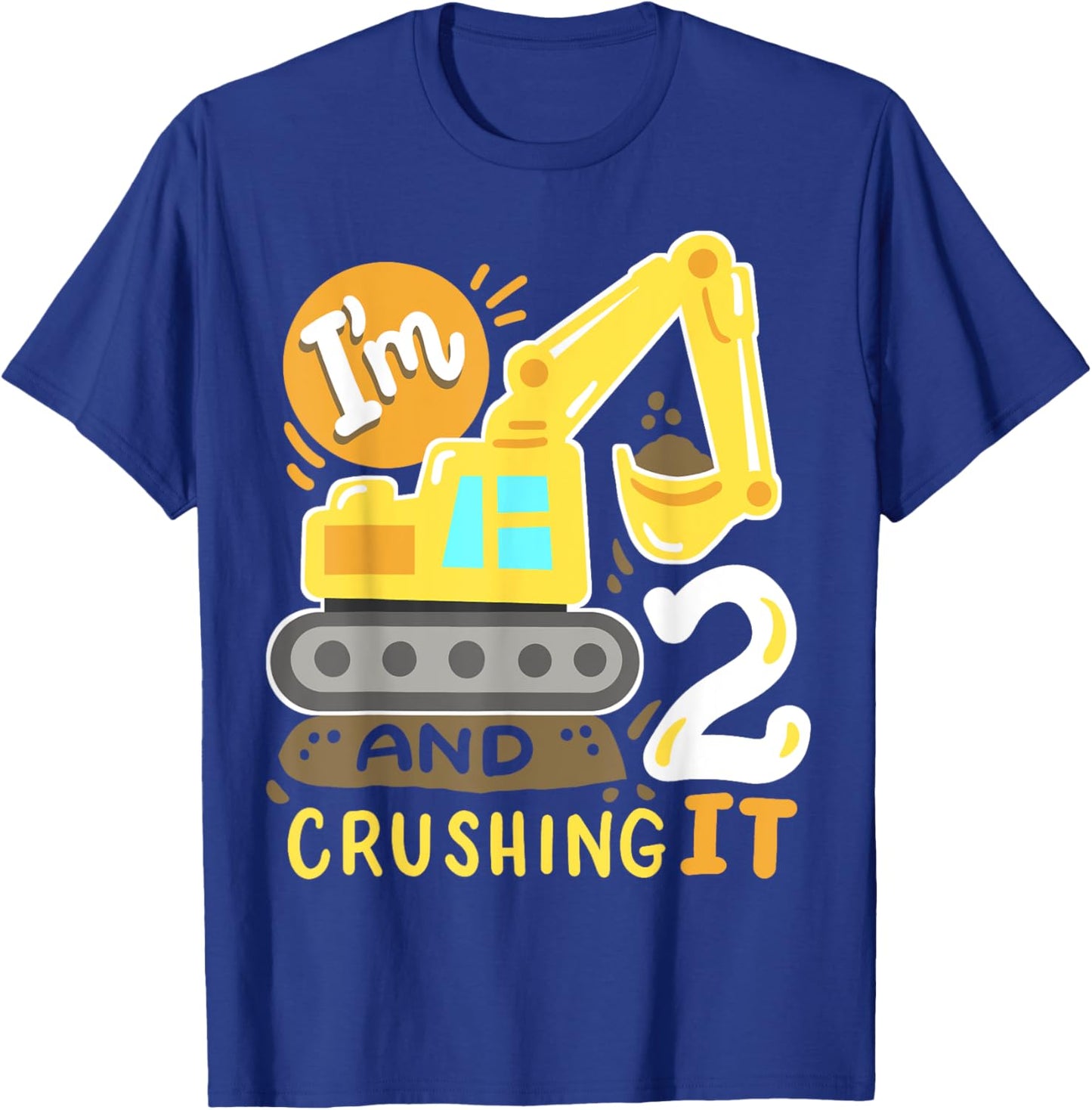 Kids 2nd Construction Birthday Party I'm 2 Crushing It Boys T-Shirt - T-Shirt | Royal
