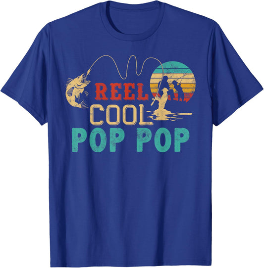 Fishing Reel Cool Pop Pop Father’s Day Gift Fisherman T-Shirt - T-Shirt | Royal