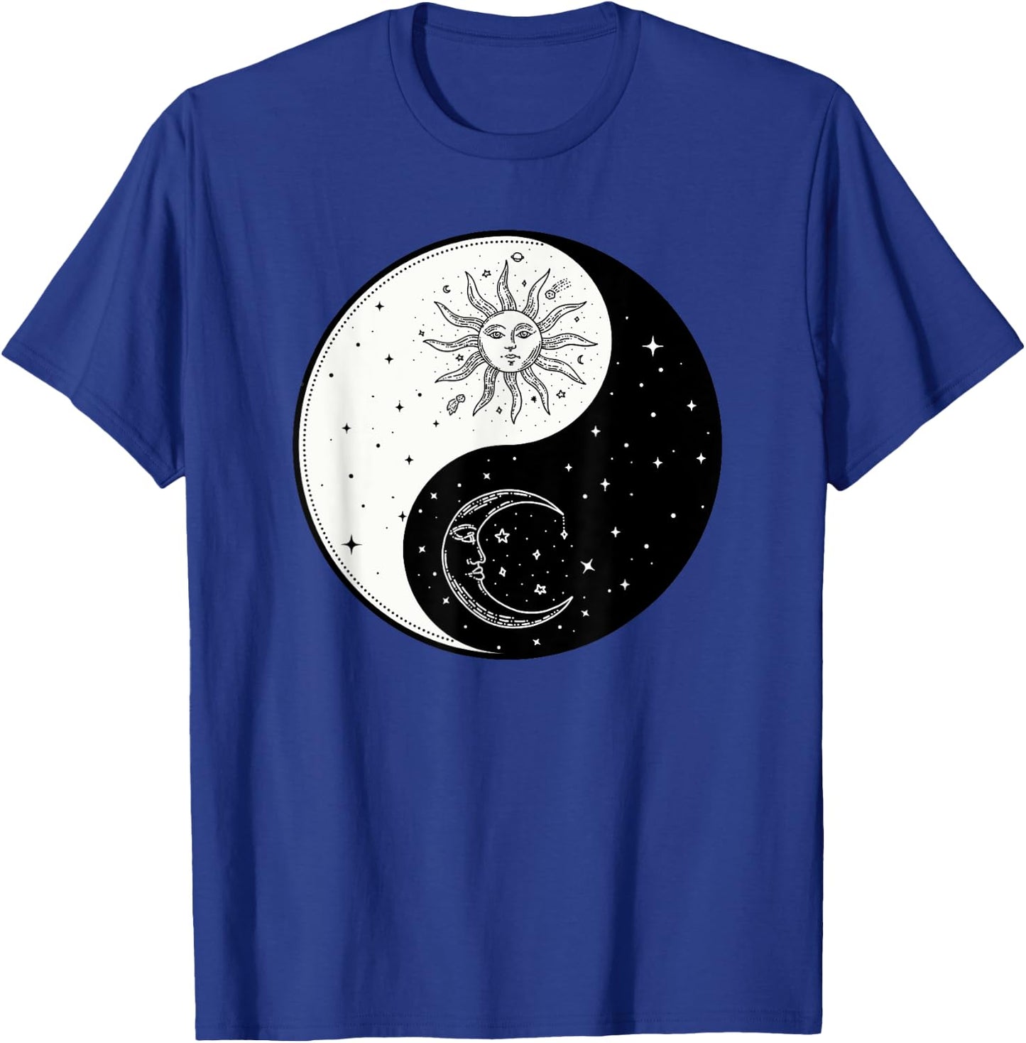Sun Moon Ying Yang Vintage Yoga Zen Spiritual Mystical T-Shirt - T-Shirt | Royal