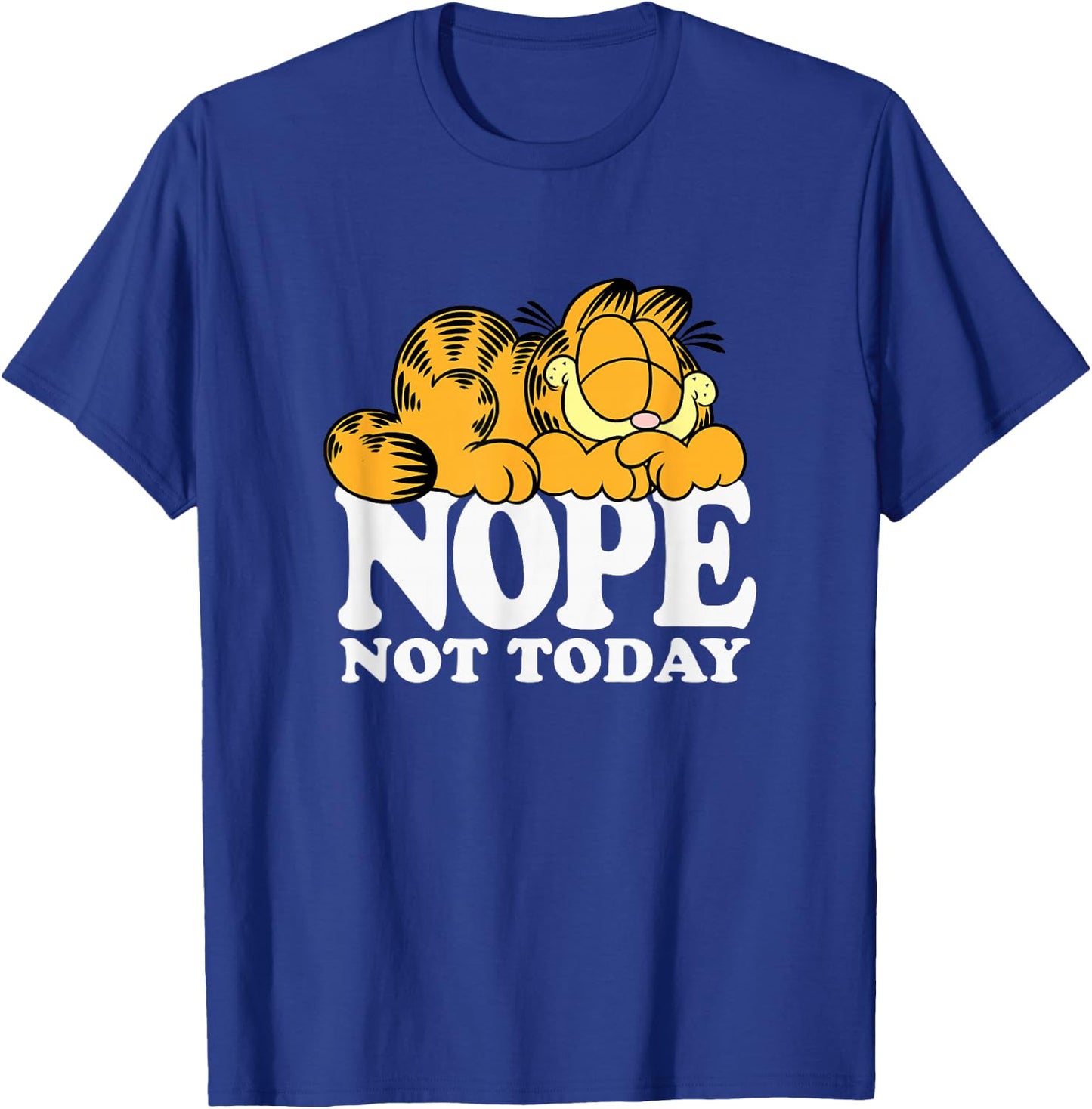 Garfield Nope Not Today Lazy Cat Bold Logo - -Adults, -Kids - Black - Short Sleeve - - Novelty T-Shirt - T-Shirt | Royal
