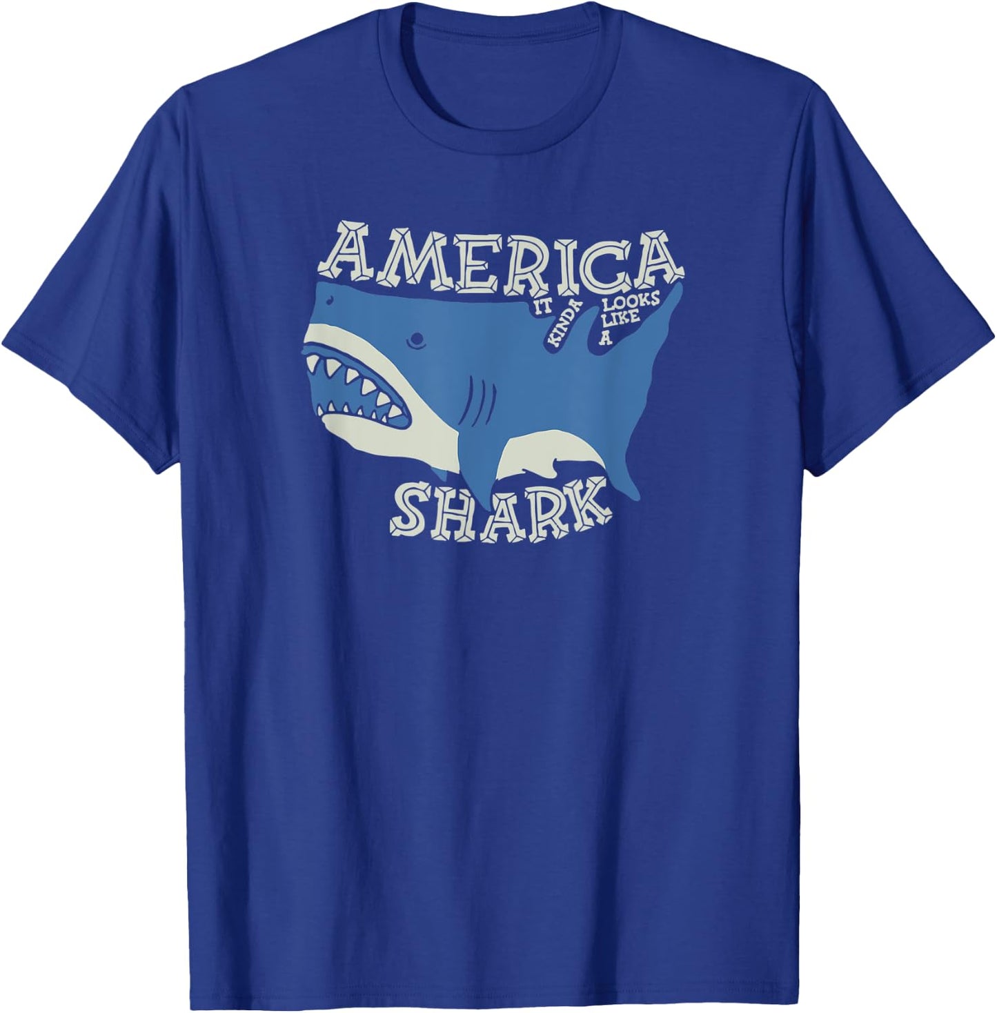 America map it kinda looks like a shark funny sharks lovers T-Shirt - T-Shirt | Royal
