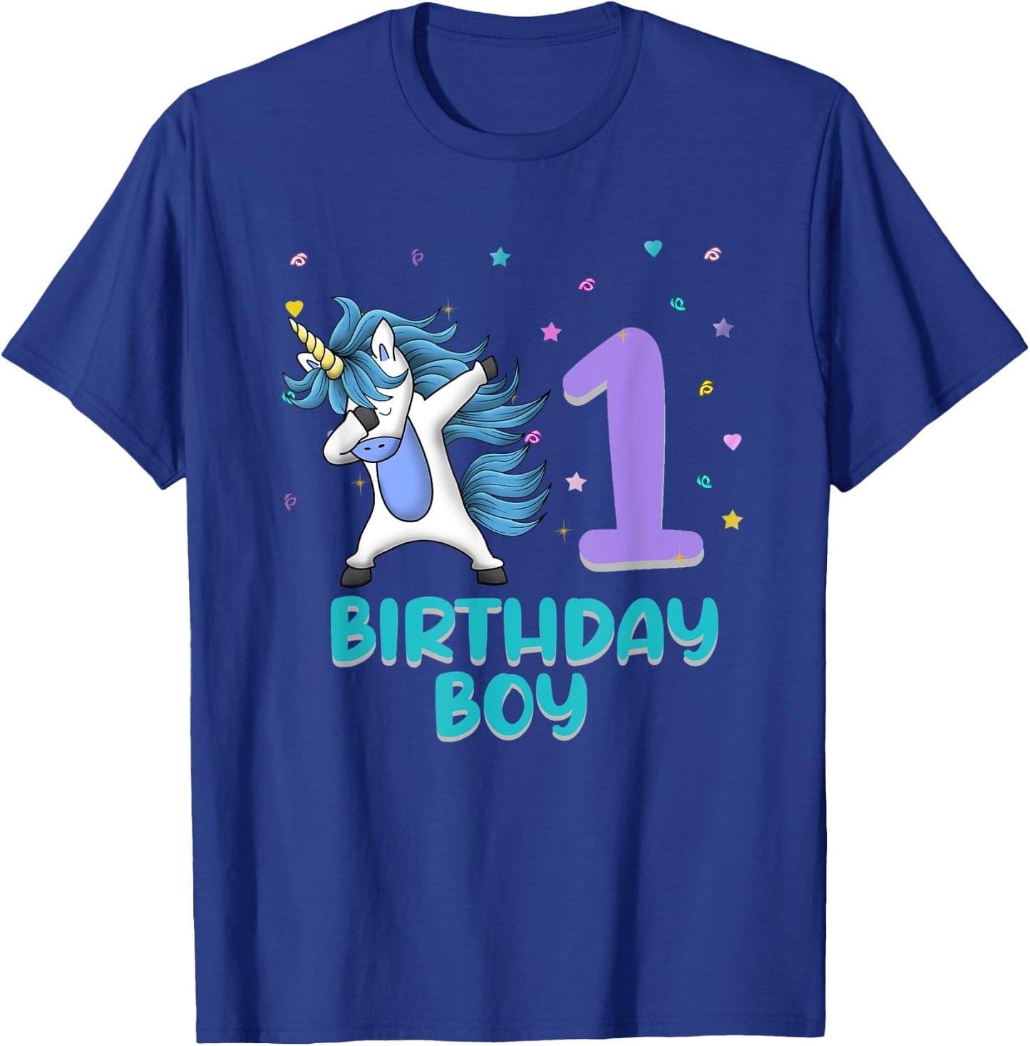 Unicorn 1st Birthday Boy Gift Love Funny Bday 1 Years Old T-Shirt - T-Shirt | Royal