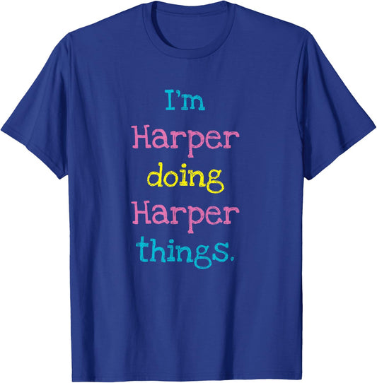 Harper Cute Personalized Text Kid's Gift Top for Girls T-Shirt - T-Shirt | Royal