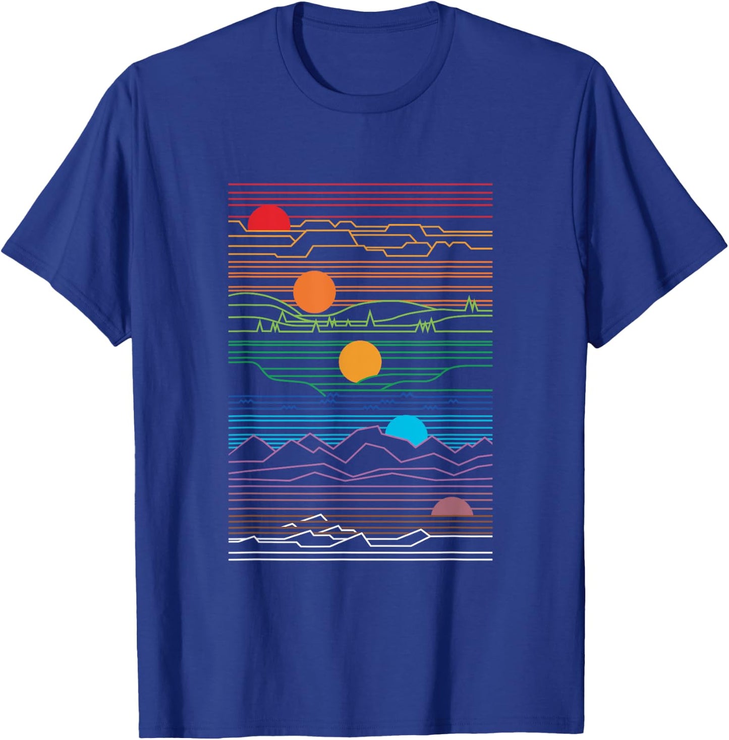 Retro 80's vaperwave setting sunset waveform synth design T-Shirt - T-Shirt | Royal