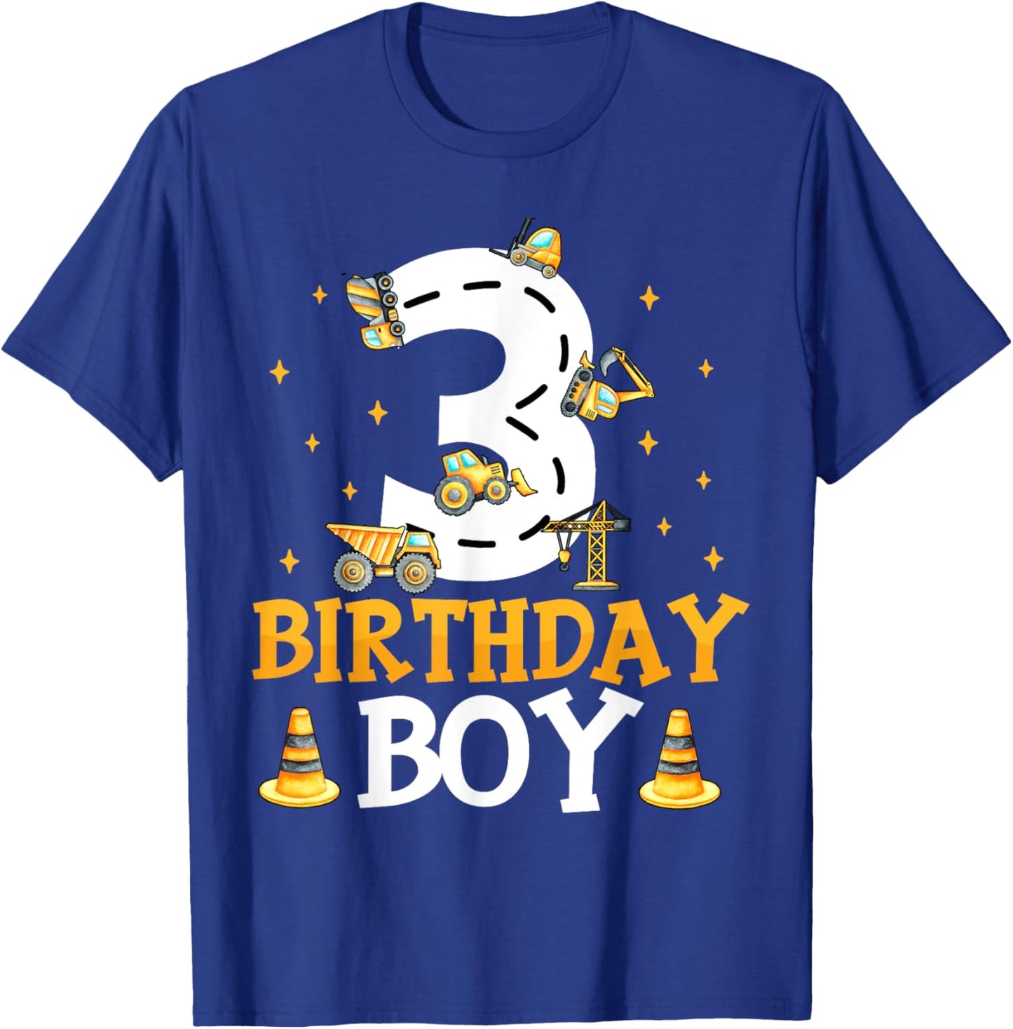 Birthday Boy 3 Year Old 3rd Birthday Construction Boy T-Shirt - T-Shirt | Royal
