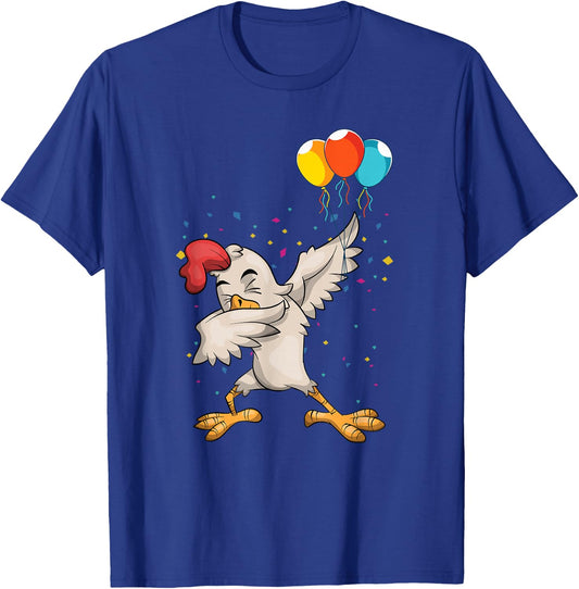 Kids Birthday Party Balloon Funny Farm Bird Dabbing Chicken T-Shirt - T-Shirt | Royal