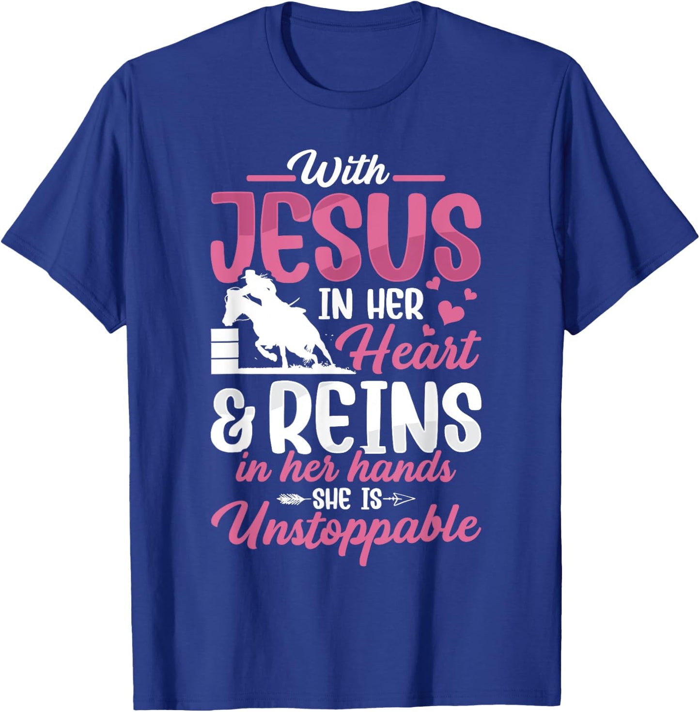 With Jesus Barrel Racer Race Barrel Racing Horse Rodeo Women T-Shirt - T-Shirt | Royal