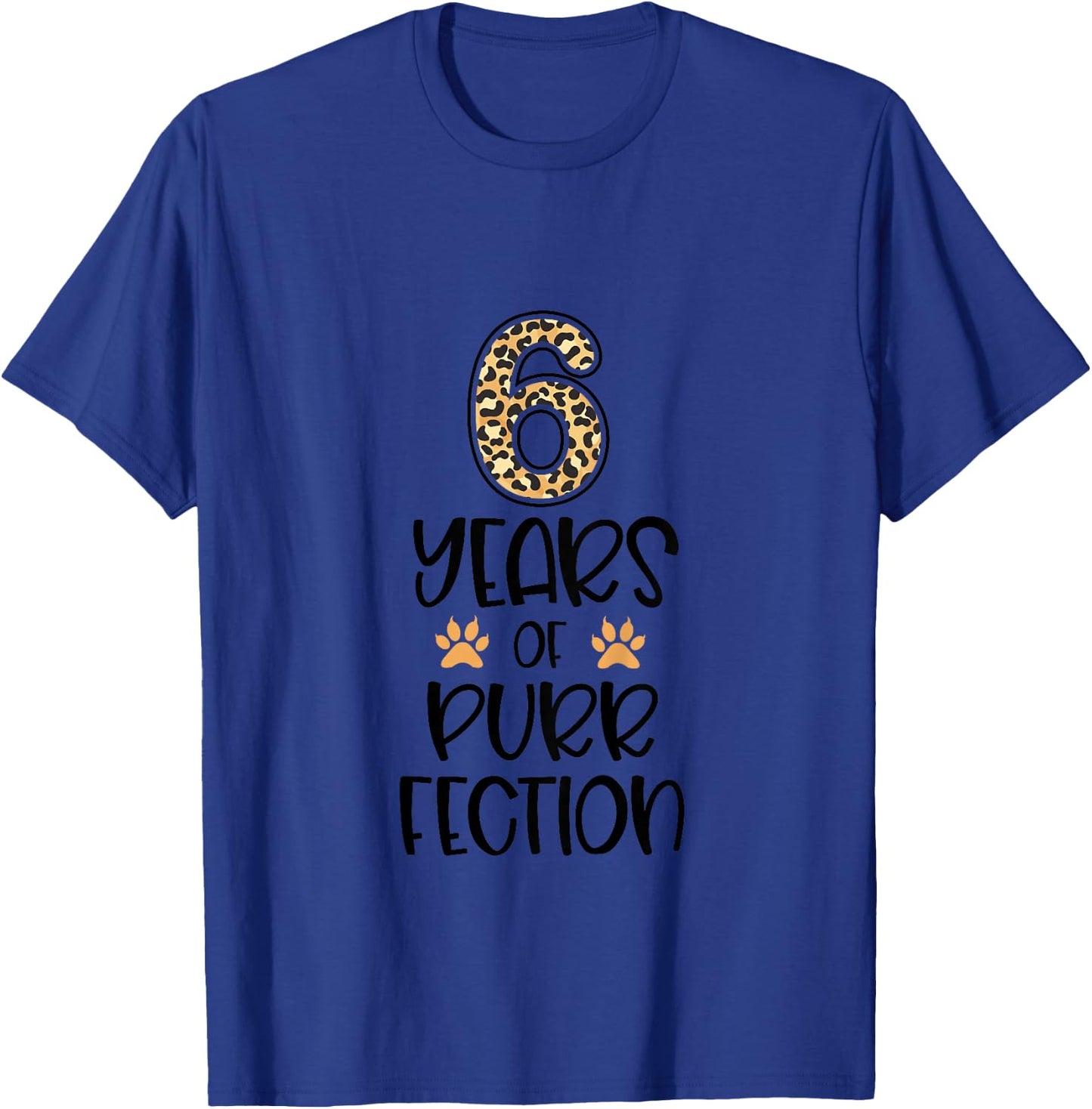 Kids 6th Birthday 6 Years Of Purrfection Cat Cheetah Print T-Shirt - T-Shirt | Royal