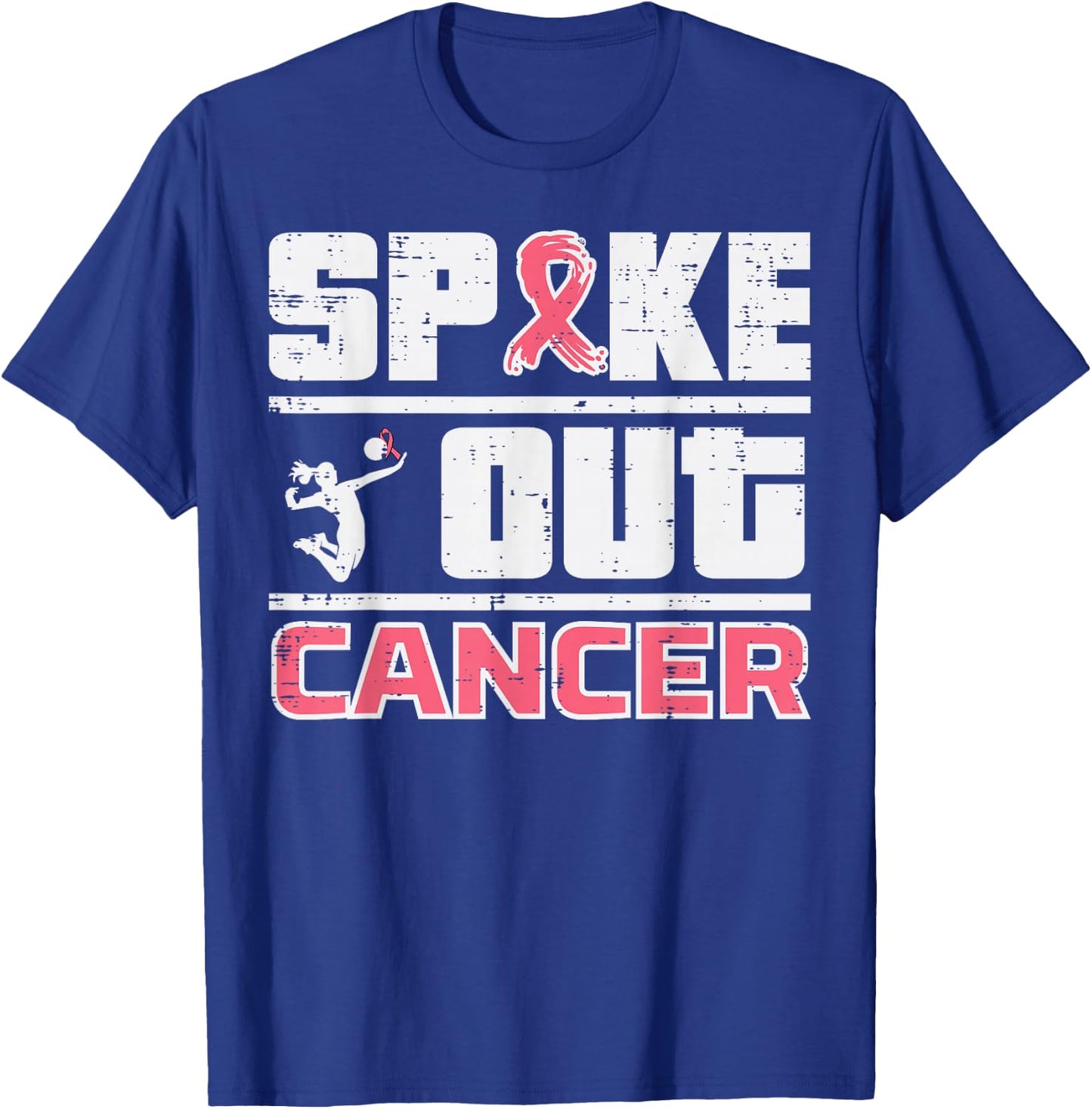 Spike Out Breast Cancer Volleyball Awareness Women Men Kids T-Shirt - T-Shirt | Royal