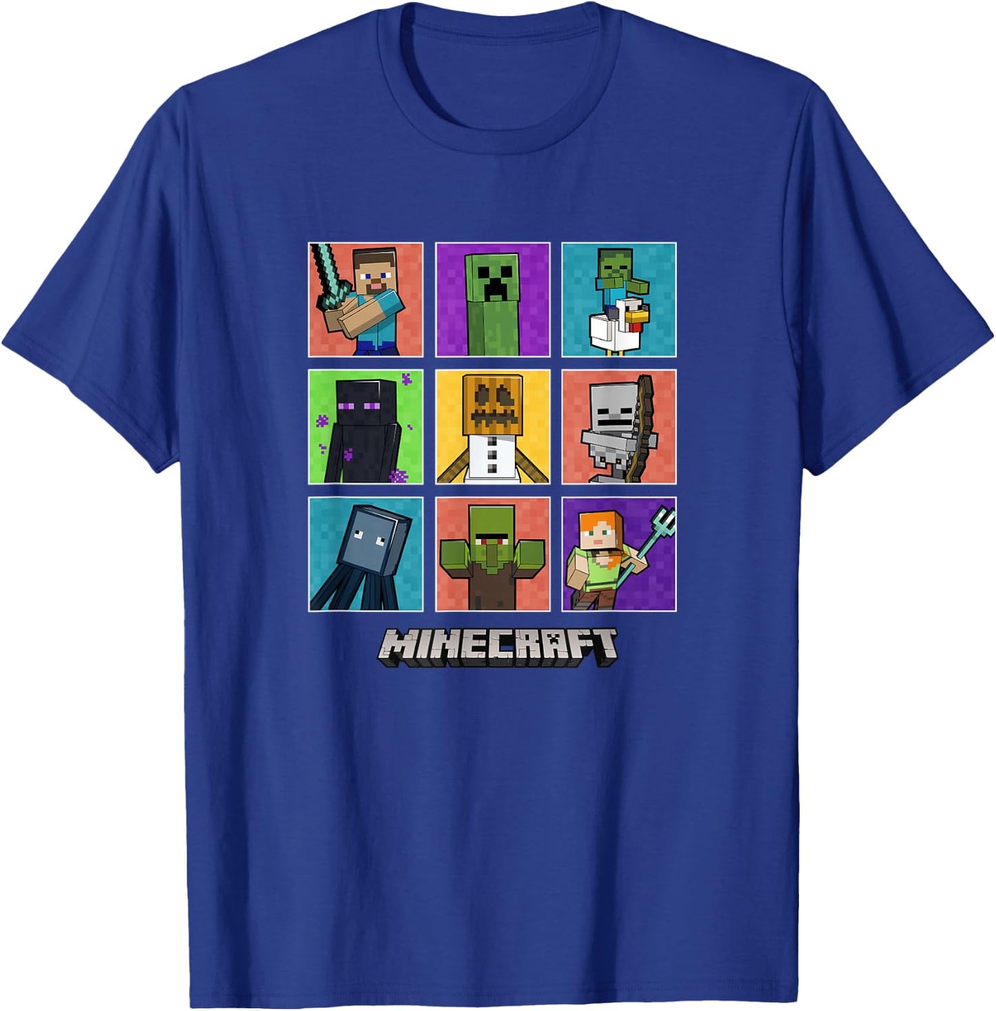 Minecraft Group Shot Colored Box Up T-Shirt - T-Shirt | Royal