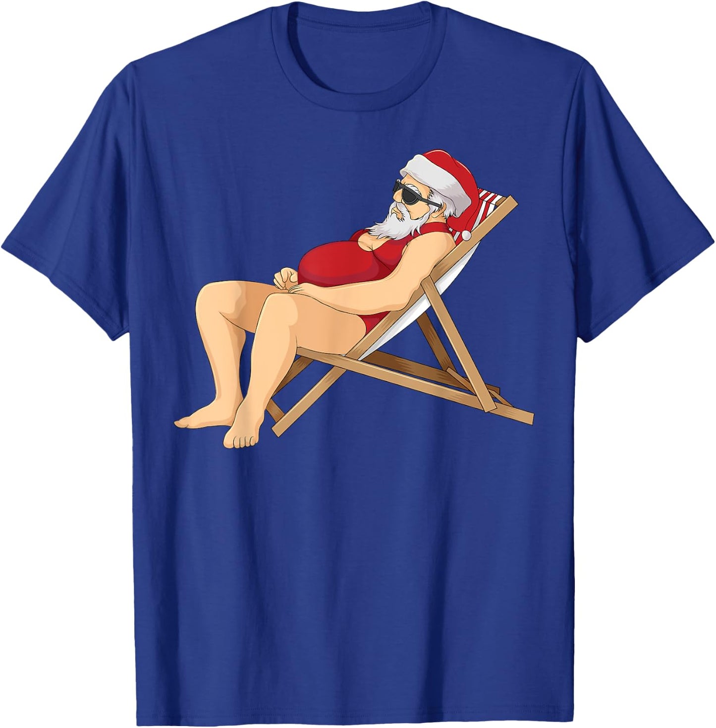Funny Santa Sunbathing Red Mankini | Cool Beach Summer Gift T-Shirt - T-Shirt | Royal