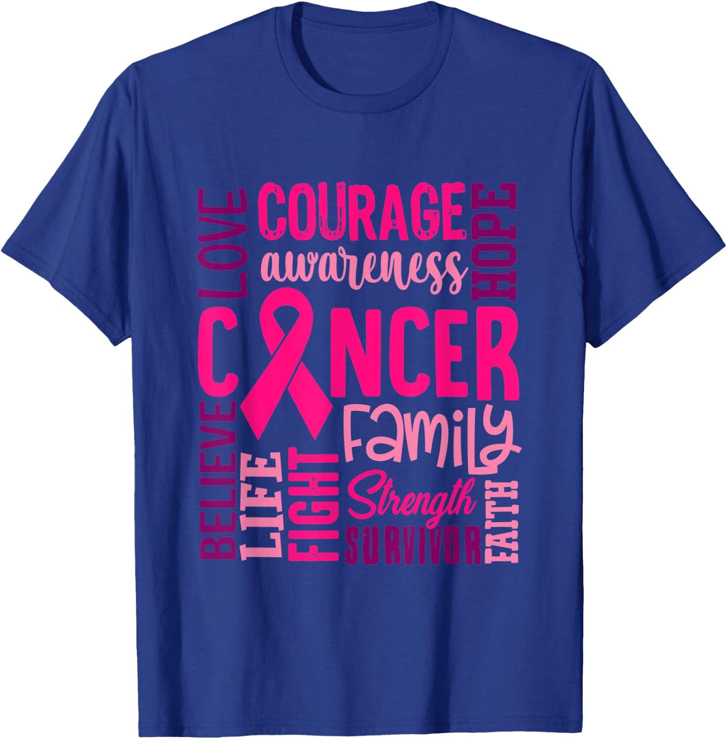 Pink Breast Cancer Awareness Survivor Supporter T-Shirt - T-Shirt | Royal
