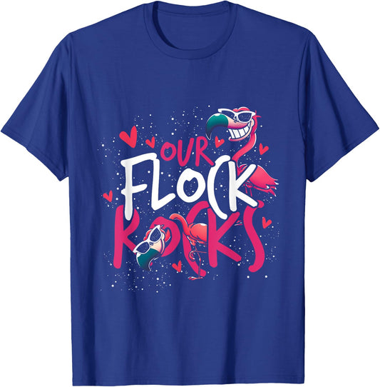 Our Flock Rocks Flamingo T-Shirt - T-Shirt | Royal
