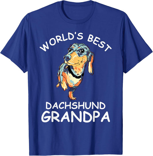 World's Best Dachshund Grandpa Funny Granddog Dog Lover Cute Men Women Kids T-Shirt - T-Shirt | Royal