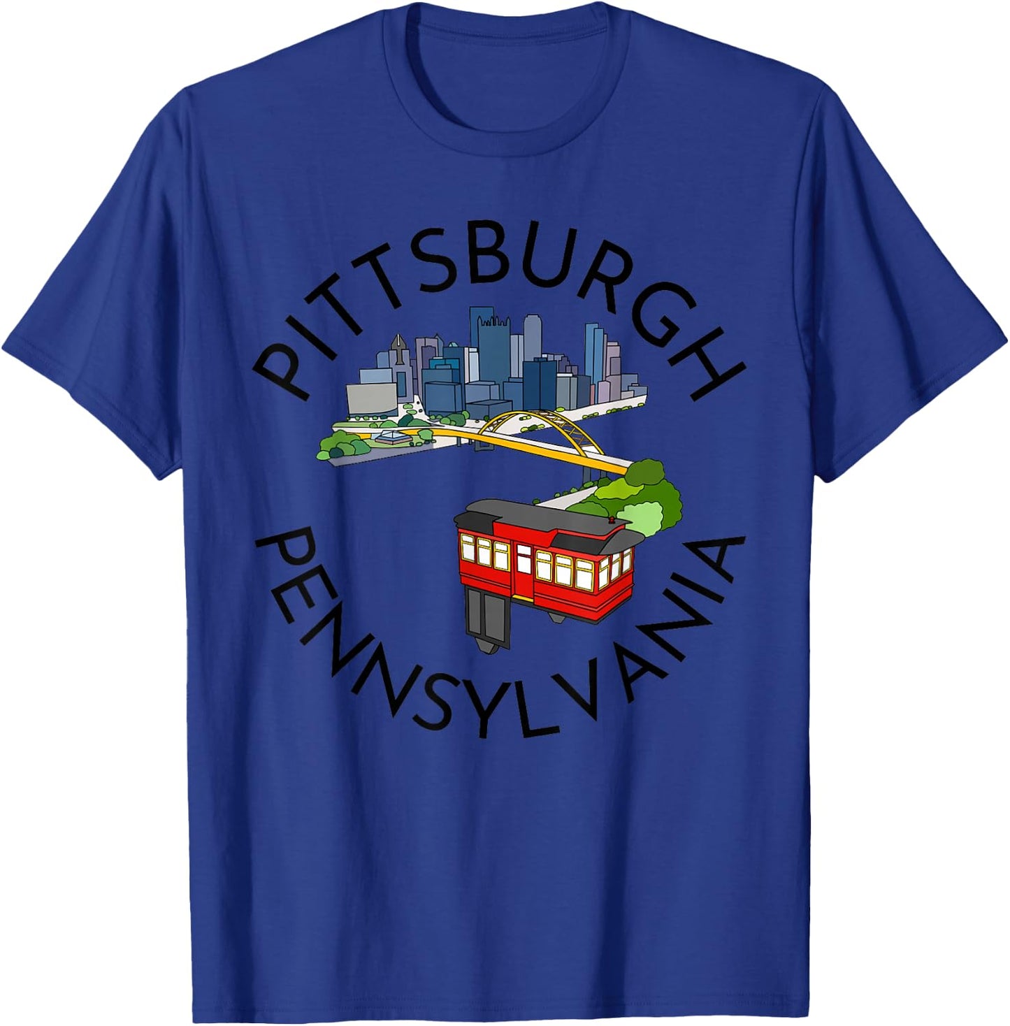 Pittsburgh Pennsylvania Steel City Skyline Bridge 412 T-Shirt - T-Shirt | Royal