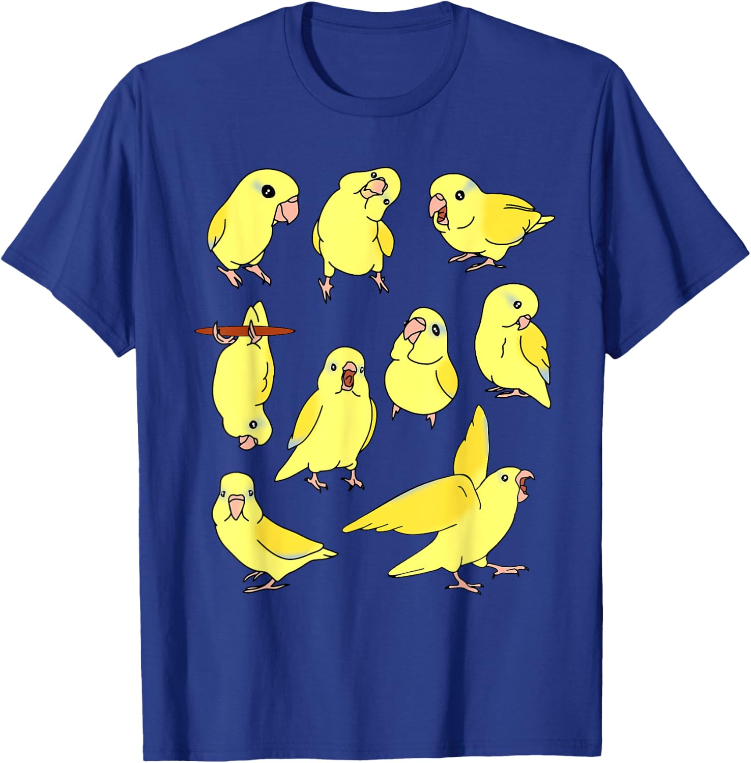 Cute Yellow Parrotlet Pattern Funny Parrots doodles T-Shirt - T-Shirt | Royal
