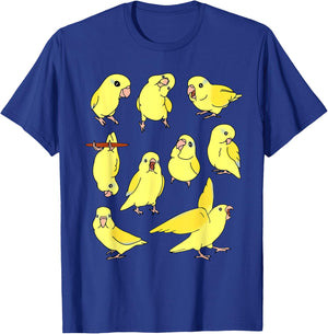 Cute Yellow Parrotlet Pattern Funny Parrots doodles T-Shirt - T-Shirt | Royal